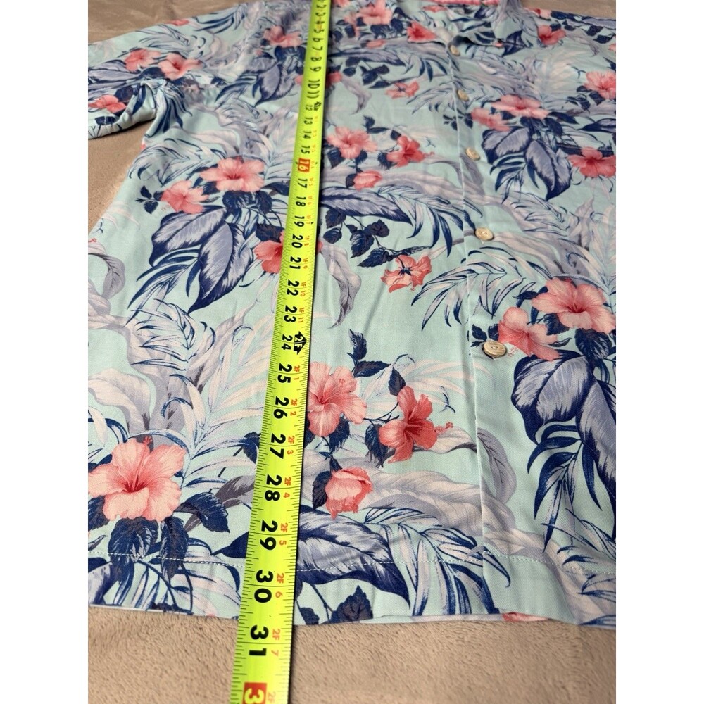 Tommy Bahama Shirt Mens XLarge Blue Floral Silk Short Sleeve Button Up Casual XL - Picture 6 of 11